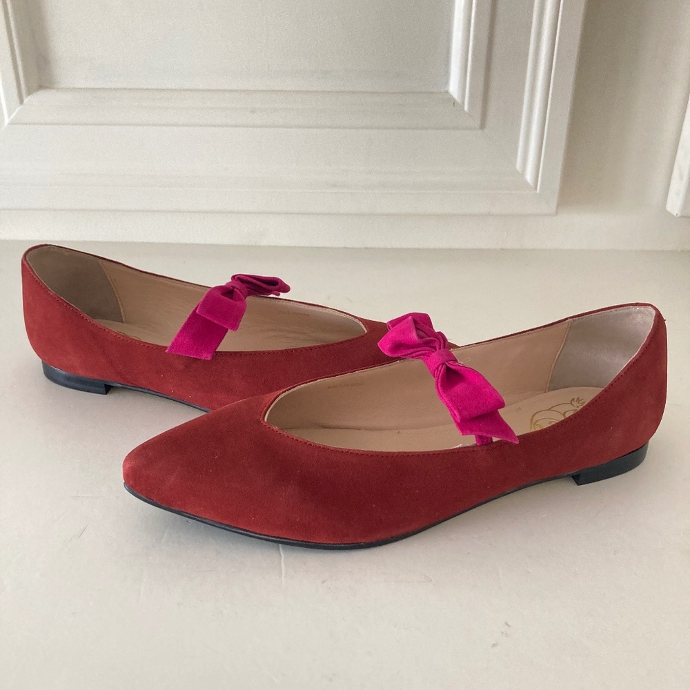 NWOT Dora Bea Anthropologie Mary Jane Red Velvet Pointed Toe Flats Sz 40